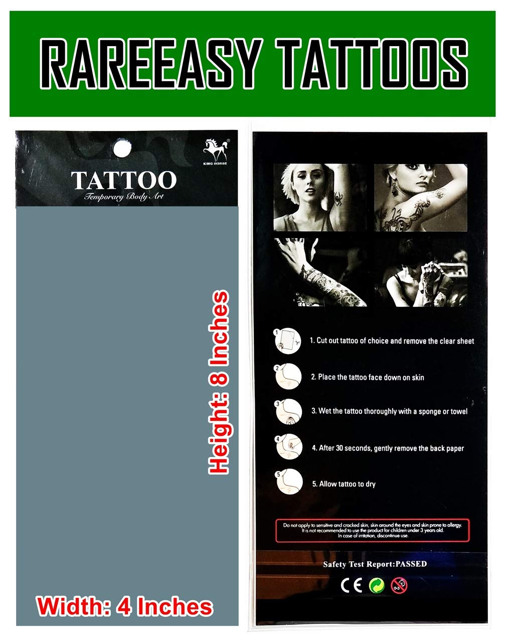 Blue Rose Snake Dragon Skull Wing Temporary Tattoos - 2 Sheets Waterproof Fake Body Art Stickers for Halloween, Cosplay, Parties & Festivals - Easy to Apply & Remove