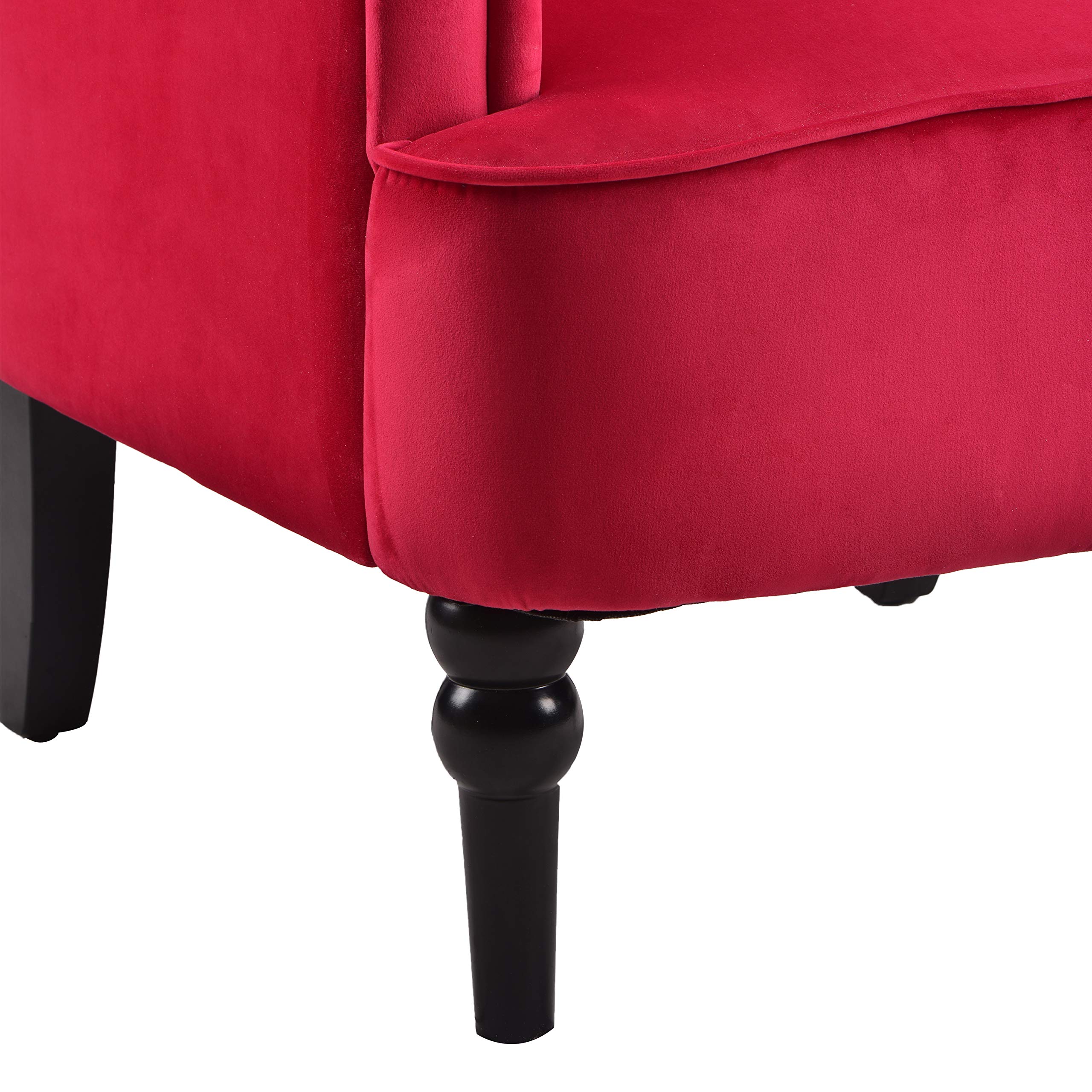 Mid Century Modern Accent Chair with Padded Seat & Button Tufted Design - Velvet Upholstered Armchair for Small Spaces - Perfect for Home Office, Living Room & Bedroom Decor (Deep Burgundy) - Cozy Reading Nook & Conversation Piece