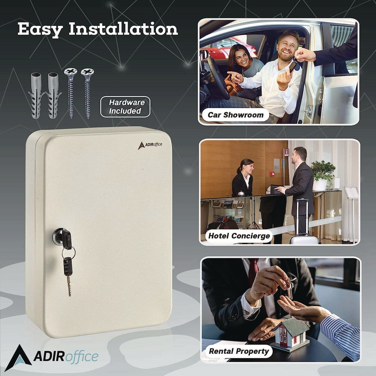 AdirOffice 48-Key Steel Key Cabinet with Secure Key Lock - 7.1