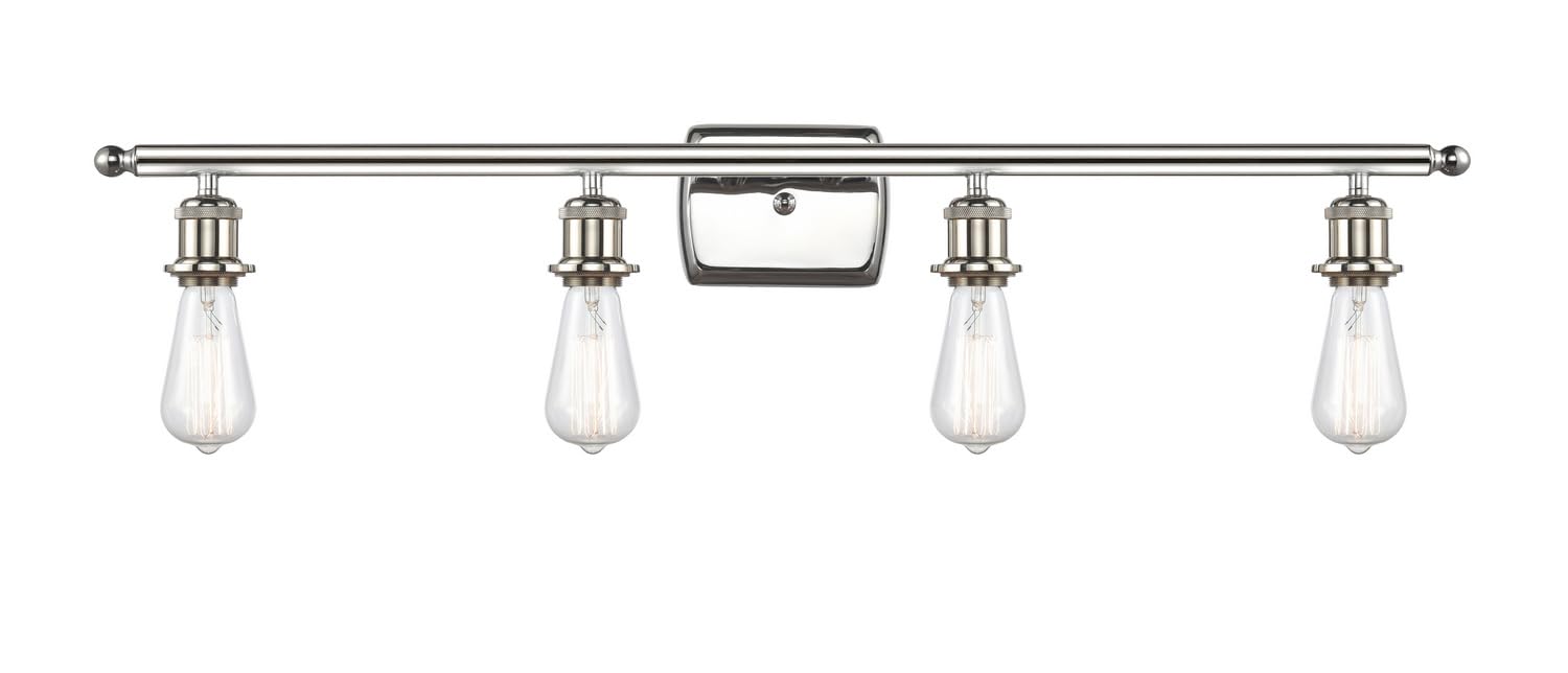 Innovations Lighting 516-4W-PN-LED 3-Light Bathroom Vanity Light - Ballston Collection - Modern LED Bare Bulb Fixture for Bathroom Mirror Lighting & Makeup Area