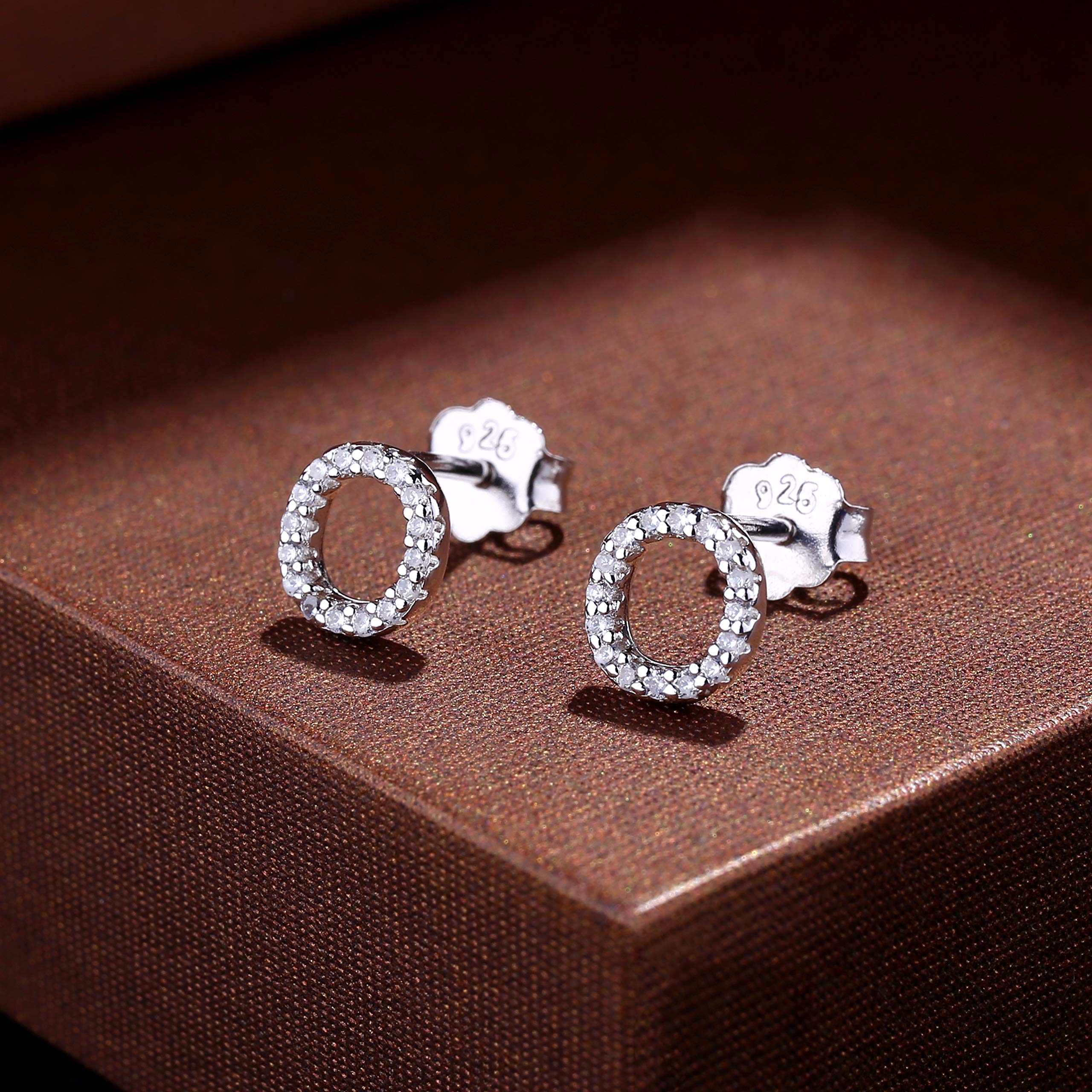 MONOOC Initial Stud Earrings for Women & Girls - S925 Sterling Silver Cubic Zirconia Hypoallergenic Jewelry - Perfect Birthday Gift, Everyday Wear & Special Occasions