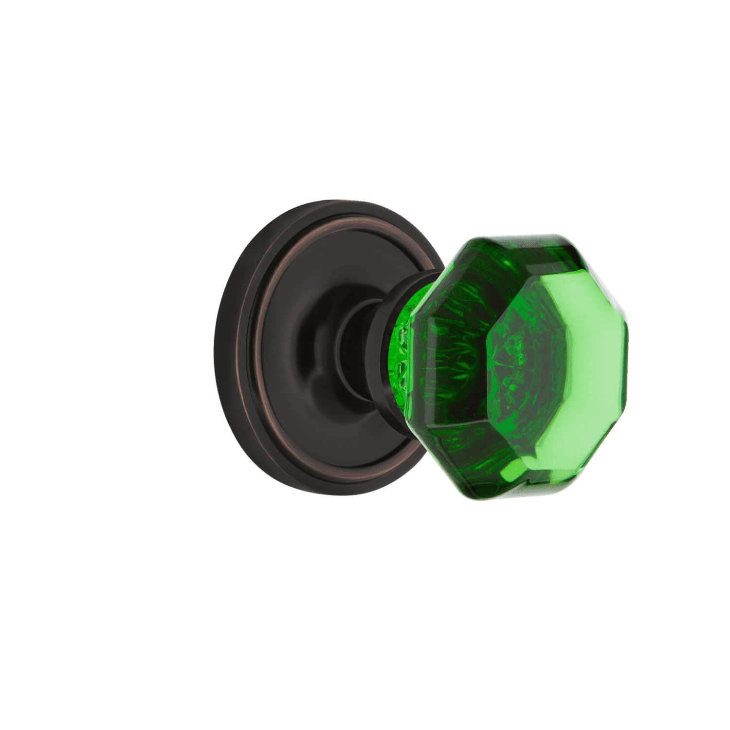 Classic Rosette with Emerald Waldorf Knob in Timeless Bronze - Vintage Cabinet Hardware for Kitchen & Bathroom Decor