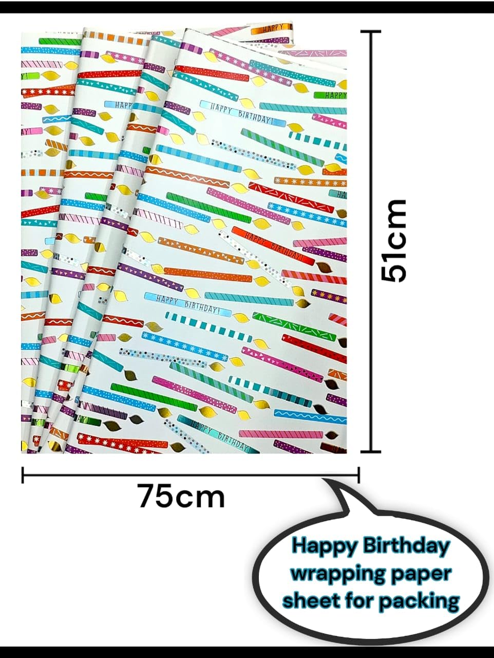 TERA 13 Multicolor White Gift Wrapping Paper Sheets - 10pcs Large Premium Gift Wrap Roll for Christmas, Birthday & Party Presents - Perfect for DIY Paper Bags, Gift Boxes & Creative Packaging
