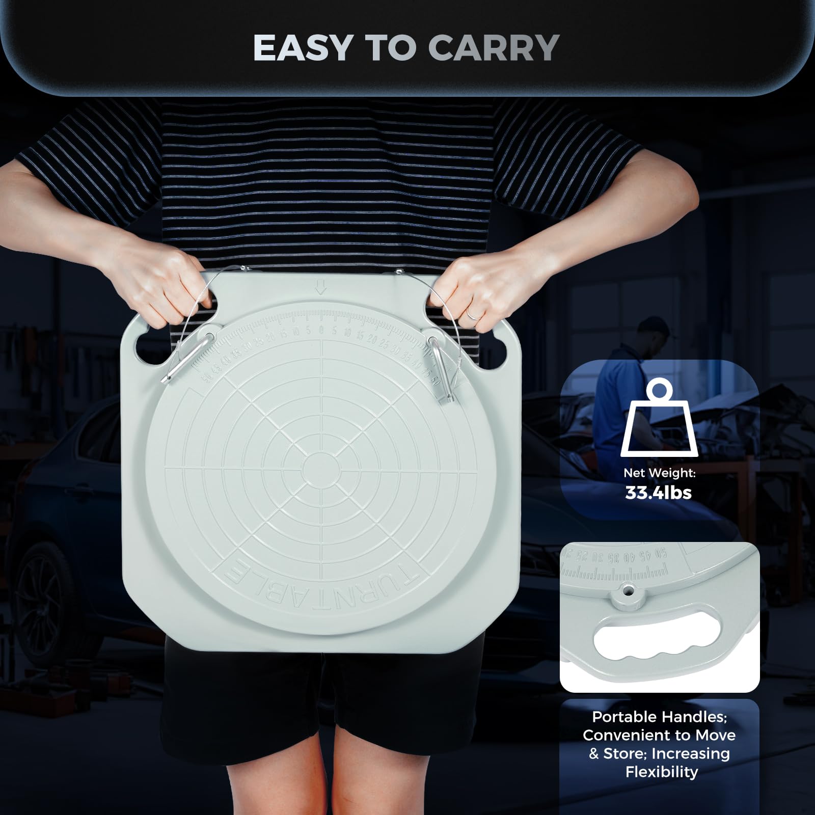 5 Ton Capacity 360° Rotating Wheel Alignment Turntable - Heavy Duty Front End Turn Plates for Car & Truck Alignment (6.8KG/Pair) - Perfect for Auto Repair Shops, DIY Garage & Professional Mechanics