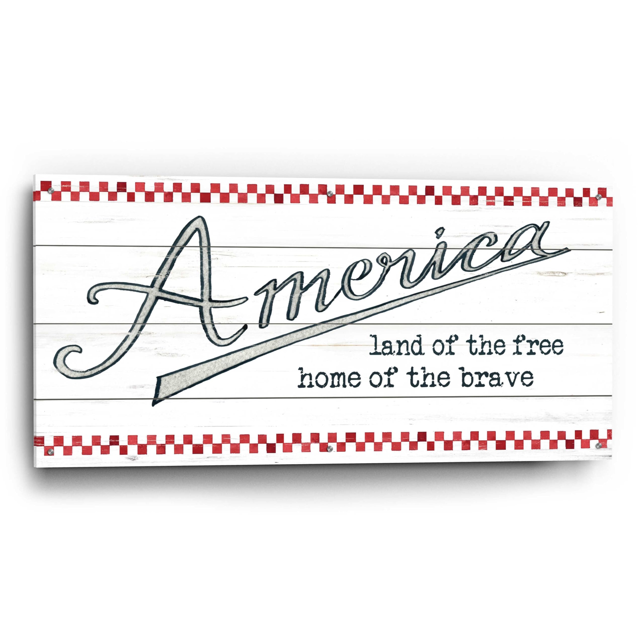 Epic 'America - Land of the Free' Acrylic Glass Wall Art by Cindy Jacobs - 48x24 Inches Patriotic Home Decor for Living Room, Office & Gifts