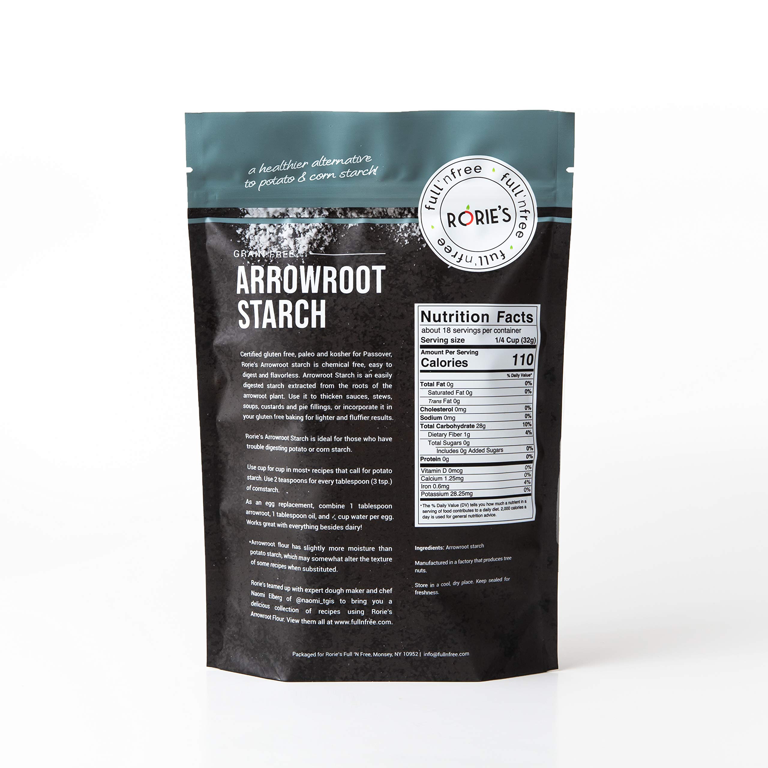 Organic Arrowroot Starch Powder - Gluten Free, Non-GMO, Kosher Certified Natural Thickener (20oz) - Perfect for Baking, Cooking & Passover Recipes