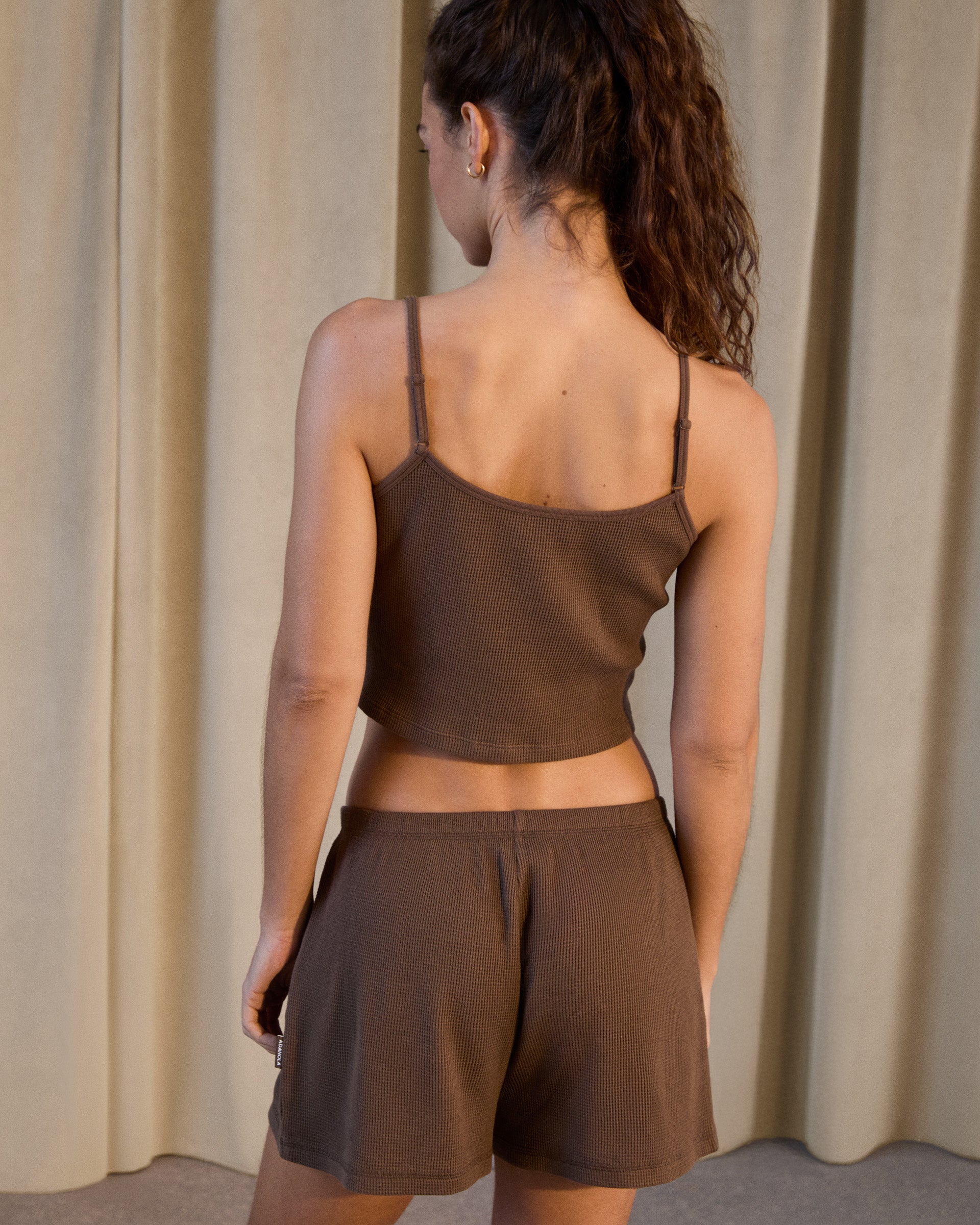 Waffle Cami Vest Top for Women - Soft & Comfortable Mocha Brown Loungewear | Perfect for Yoga, Sleepwear & Casual Outfits