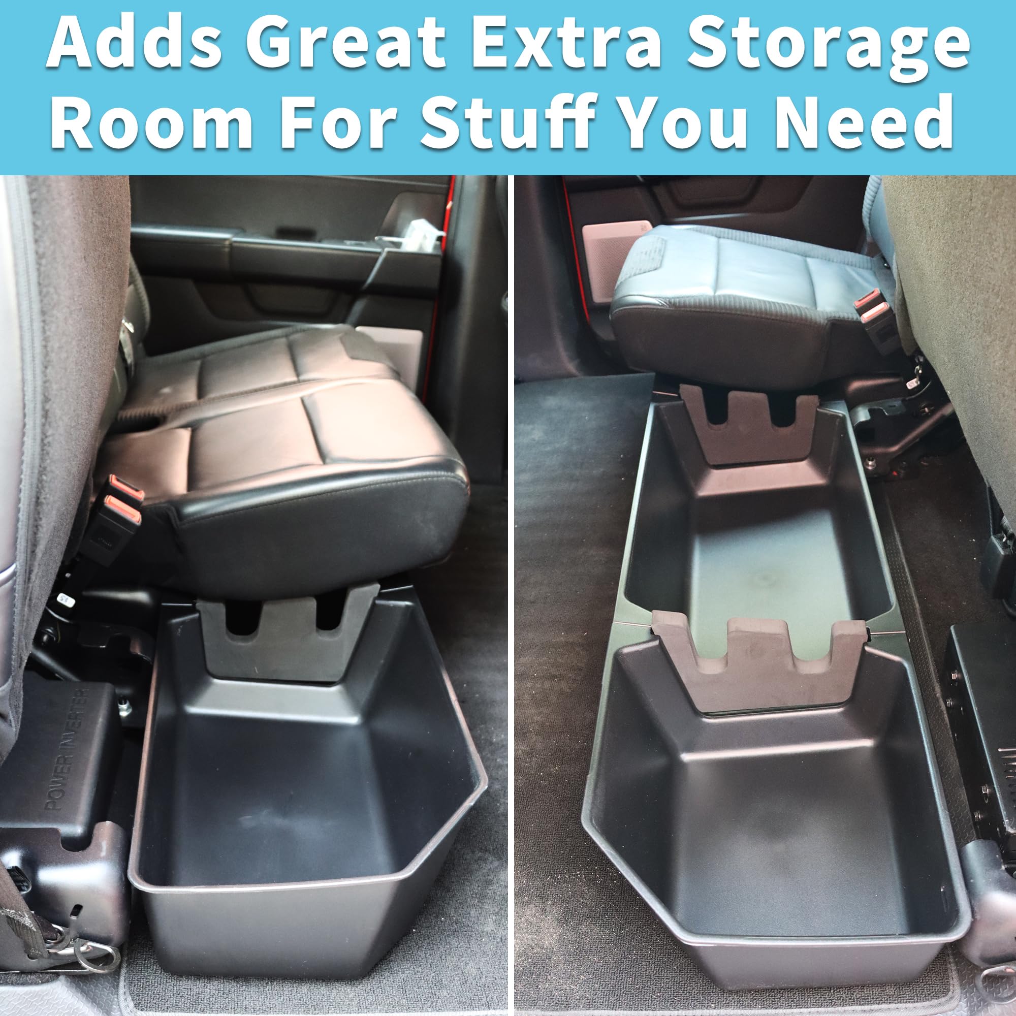 MONOKING Under Seat Storage Box for 2015-2024 Ford F150 & 2017-2024 F250 F350 F450 F550 Super Duty - Truck Organizer with Dividers | Perfect for Tools, Emergency Kits & Road Trip Essentials