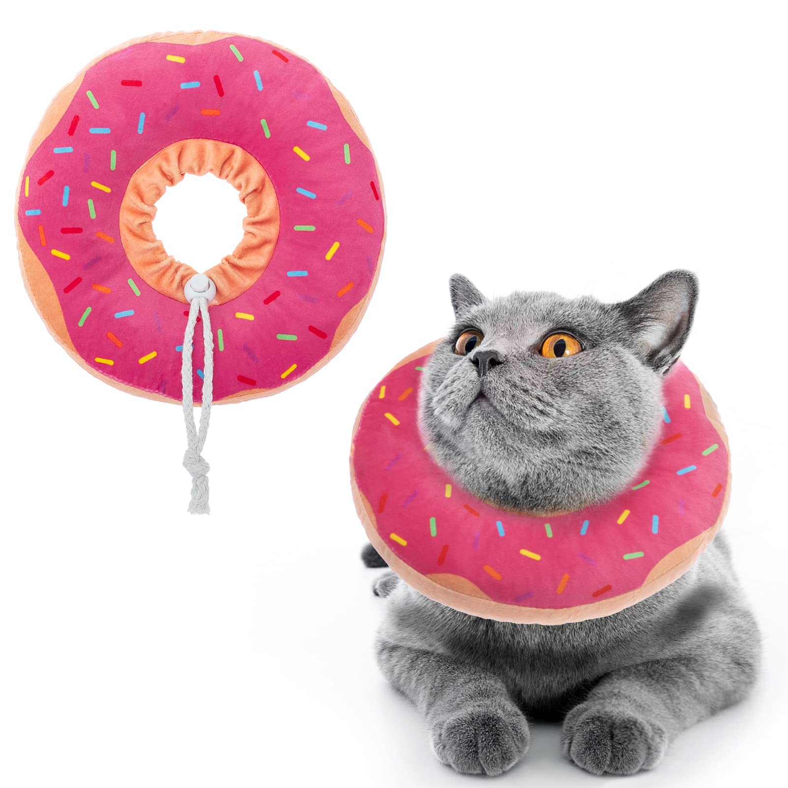 BINGPET Soft Adjustable Donut Recovery Collar for Cats & Small Dogs - Post-Surgery Protective E-Collar, Comfortable Pet Neck Cone for Kittens & Puppies | Perfect for Wound Healing, Spay/Neuter Recovery & Preventing Licking/Biting