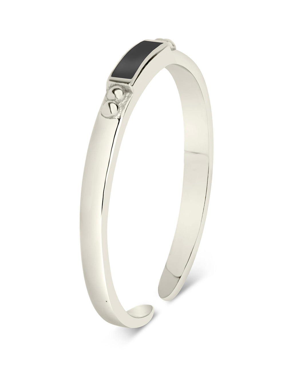 Sterling Silver Thin Enamel Open Signet Ring for Women - Elegant Minimalist Stackable Band, Dainty Adjustable Finger Ring - Perfect for Everyday Wear, Gifts & Special Occasions