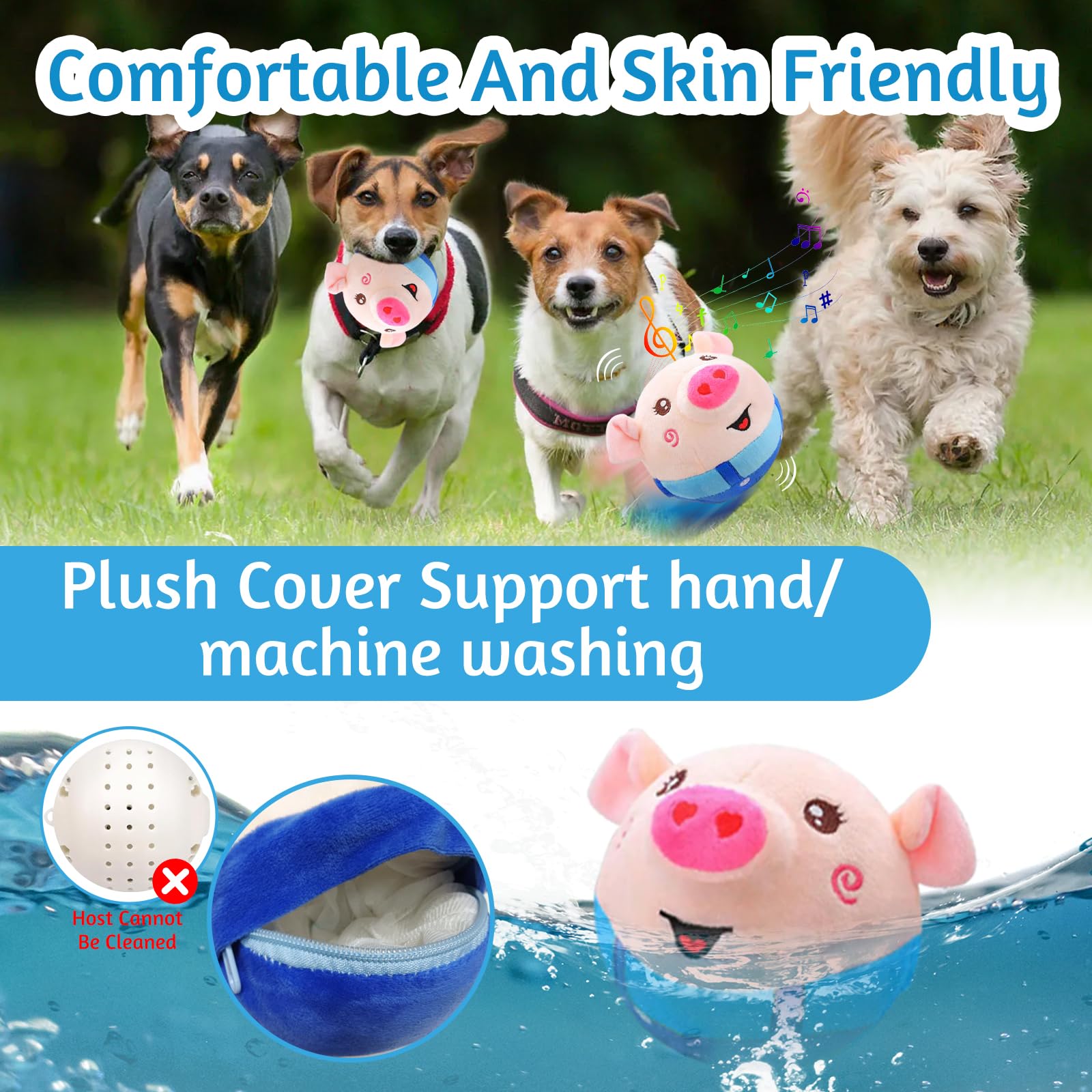 Audasi Interactive Plush Dog Toy - Bouncing Piggy Squeaky Toy for Dogs & Cats, Washable Pet Chew Toy with Shaking & Talking Features - Perfect for Playtime, Training & Boredom Relief - Fun Cartoon Pig Design for Indoor & Outdoor Use