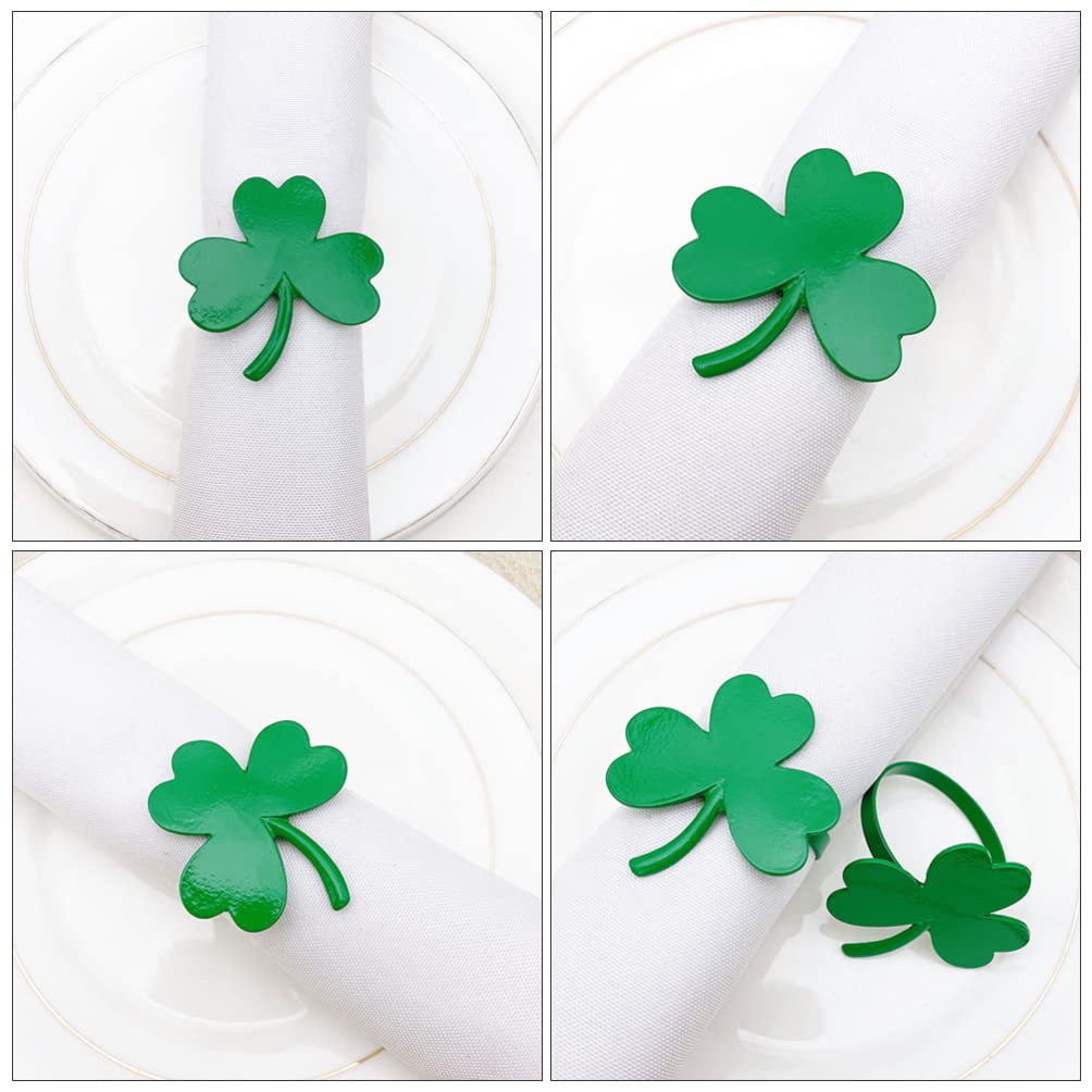 VALICLUD 4-Piece Shamrock Napkin Rings Set - St. Patrick's Day & Valentine's Day Napkin Holders - Decorative Tableware for Holiday Parties, Weddings, and Special Occasions