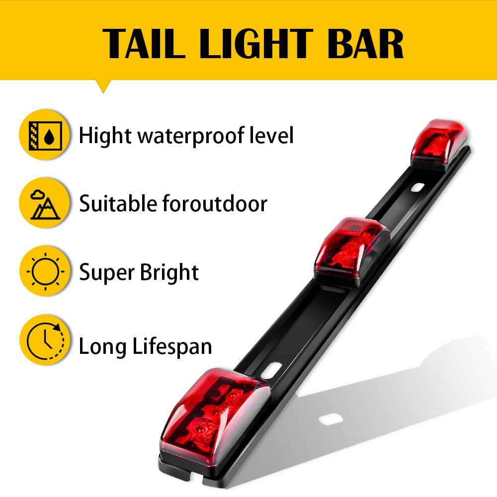 14.17 Inch Red LED Truck Trailer Light Bar with Stainless Steel Bracket - Waterproof & Durable for Semi Trucks, Trailers, RVs, ID Lights - Perfect for Night Driving & Road Safety