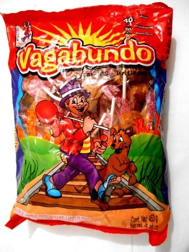 Vagabundo Hard Candy Lollipops with Chili Powder - Authentic Mexican Candy (40 Pieces) by Dulces & Salsas - Sweet & Spicy Treat for Parties, Gifts & Snacking