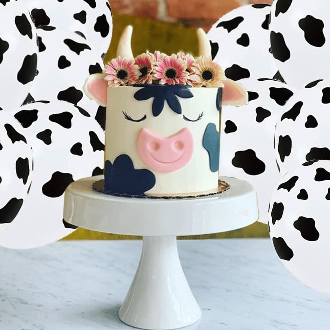 100 PCS Cow Print Balloons - Funny Moo Design for Western Cowboy Theme Party Decorations, Birthday Party Favors & Supplies - Perfect for Farm Animal Birthday Parties, Cowboy Rodeo Events & Western Decor
