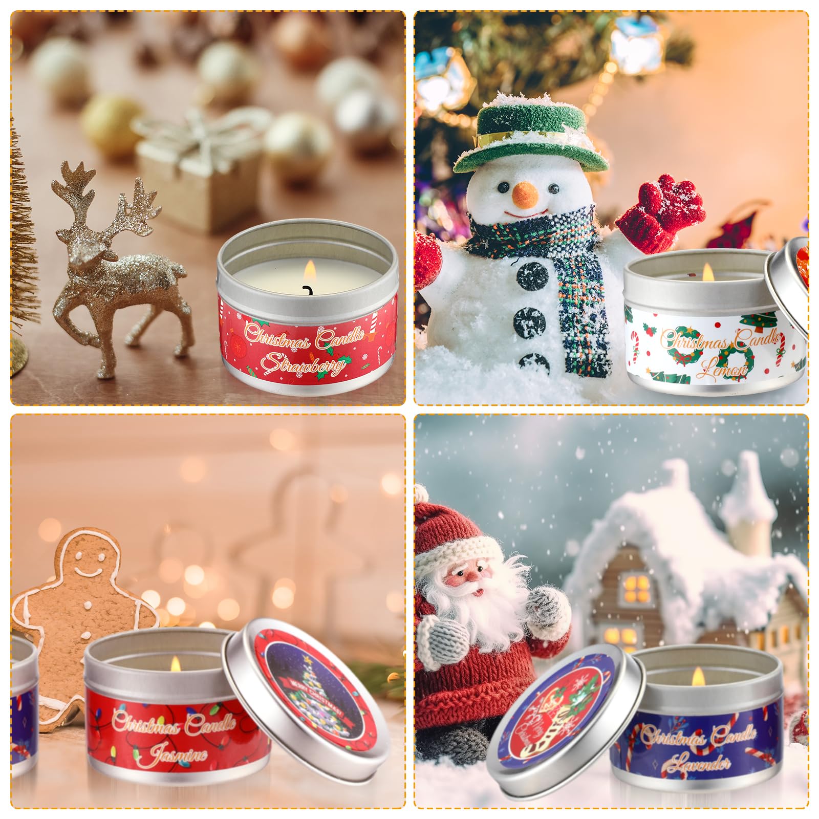 MTLEE 24-Piece Christmas Candles Bulk Set - 2 oz Scented Soy Wax Candles in Tins with 12 Fragrances | Holiday Gifts for Women, Mom & Aromatherapy | Perfect for Home Decor, Party Favors & Relaxation