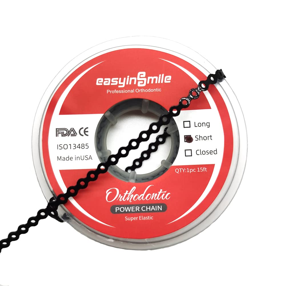 SNAWOP Orthodontic Power Chain Elastic Bands - Multicolor Dental Rubber Bands for Braces (Short, Black) | Perfect for Teeth Alignment, Gap Closure & Orthodontic Treatment