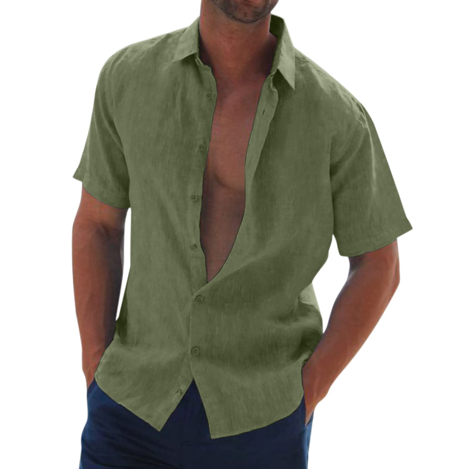 Men's Short Sleeve Dress Shirts - Slim Fit Button Up Poplin Shirt for Business Casual & Tropical Vacation | Beach Wedding, Office Wear & Summer Outfits