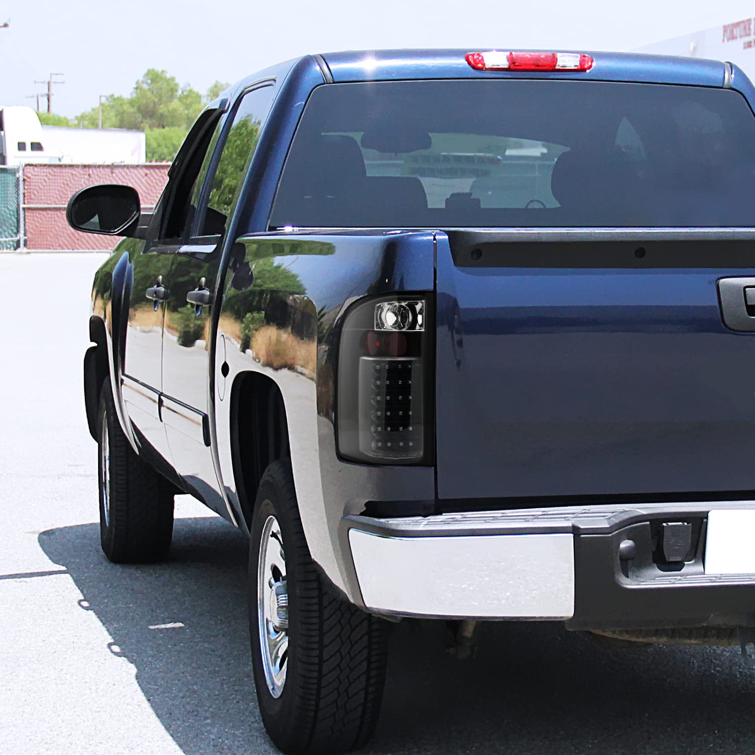 Spec-D Tuning Black LED Tail Lights for 2007-2013 Chevy Silverado 1500/2500HD/3500HD - Left & Right Pair Assembly - Enhanced Visibility & Style for Night Driving & Custom Truck Upgrades