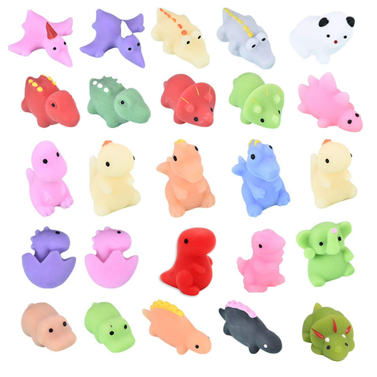 25-Pack Mochi Squishy Toys - Kawaii Mini Animal Stress Balls, Fidget Toys for Kids & Adults, Dinosaur Squeeze Toys for Stress Relief - Perfect for Party Favors, Birthday Gifts & Sensory Play