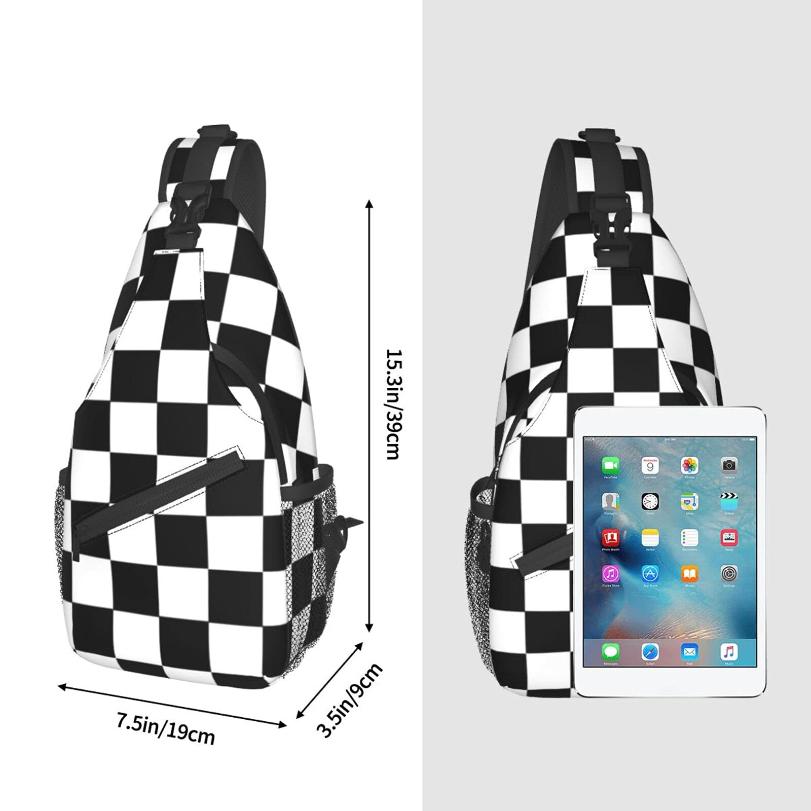 AMRANDOM Men's Lightweight Crossbody Sling Bag - Stylish Checkerboard Plaid Anti-Theft Shoulder Chest Pack for Travel, Gym & Daily Use | Perfect for Hiking, Commuting & Outdoor Activities