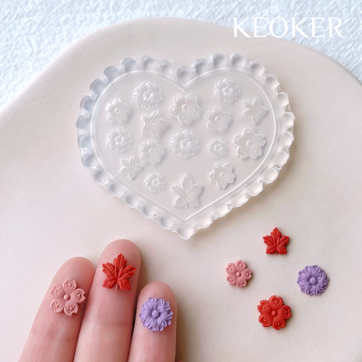 KEOKER 4PCS Floral Polymer Clay Molds for Jewelry Making - DIY Miniature Clay Cutters for Earrings, Pendants & Crafts | Perfect for Polymer Clay Art, Resin Jewelry & Home Decor Projects