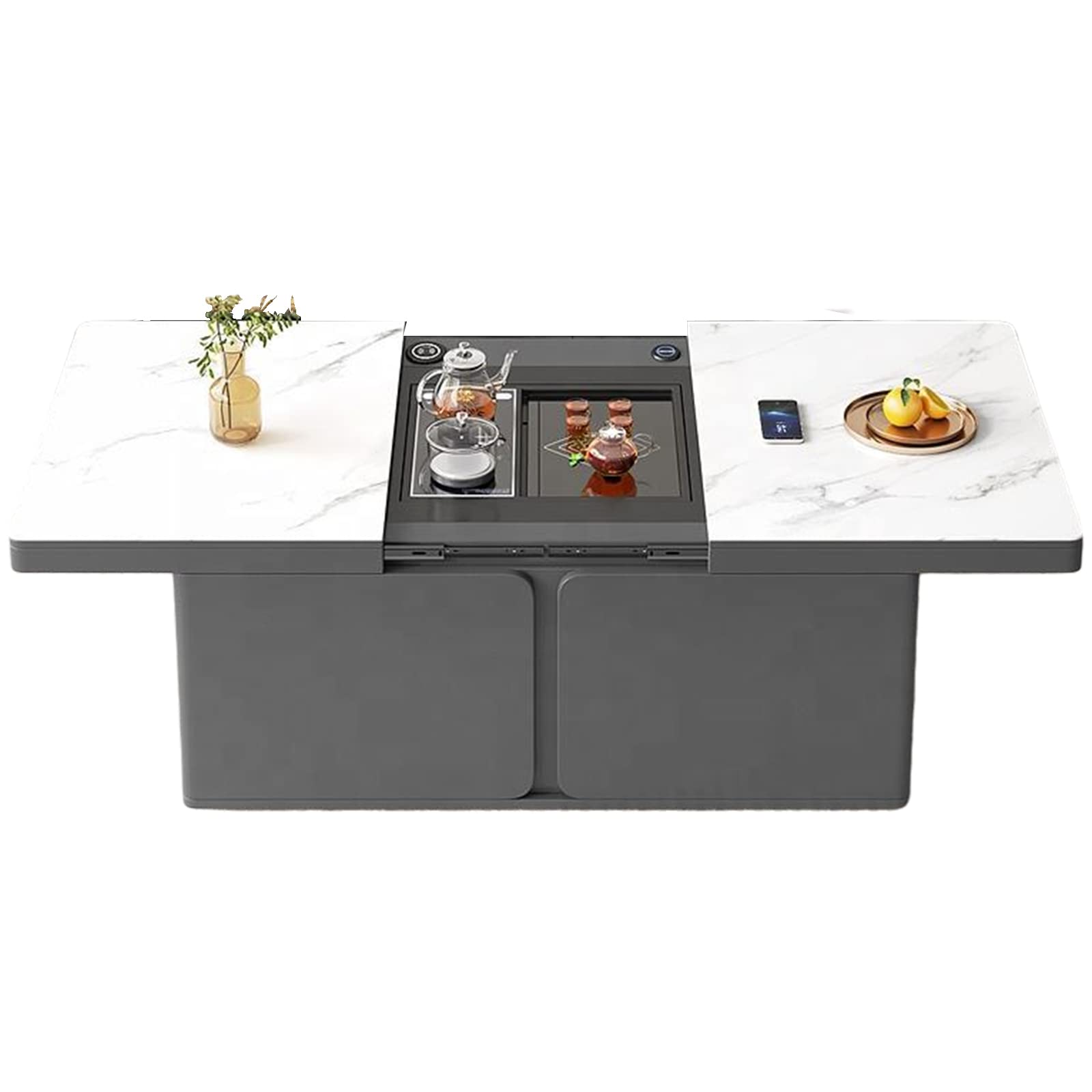 KEINXOW Adjustable Height Lift Coffee Table with Wireless Charging - Modern Multifunctional Storage End Table for Living Room, Bedroom & Office Use