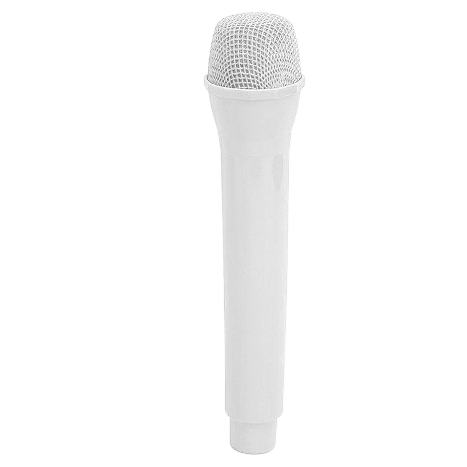 Kids Pretend Play Microphone Toy - Portable Smooth Bottom ABS Plastic Microphone for Singing, Performance & Interview Props (White) - Perfect for Home Karaoke, Talent Shows & Role Play Games
