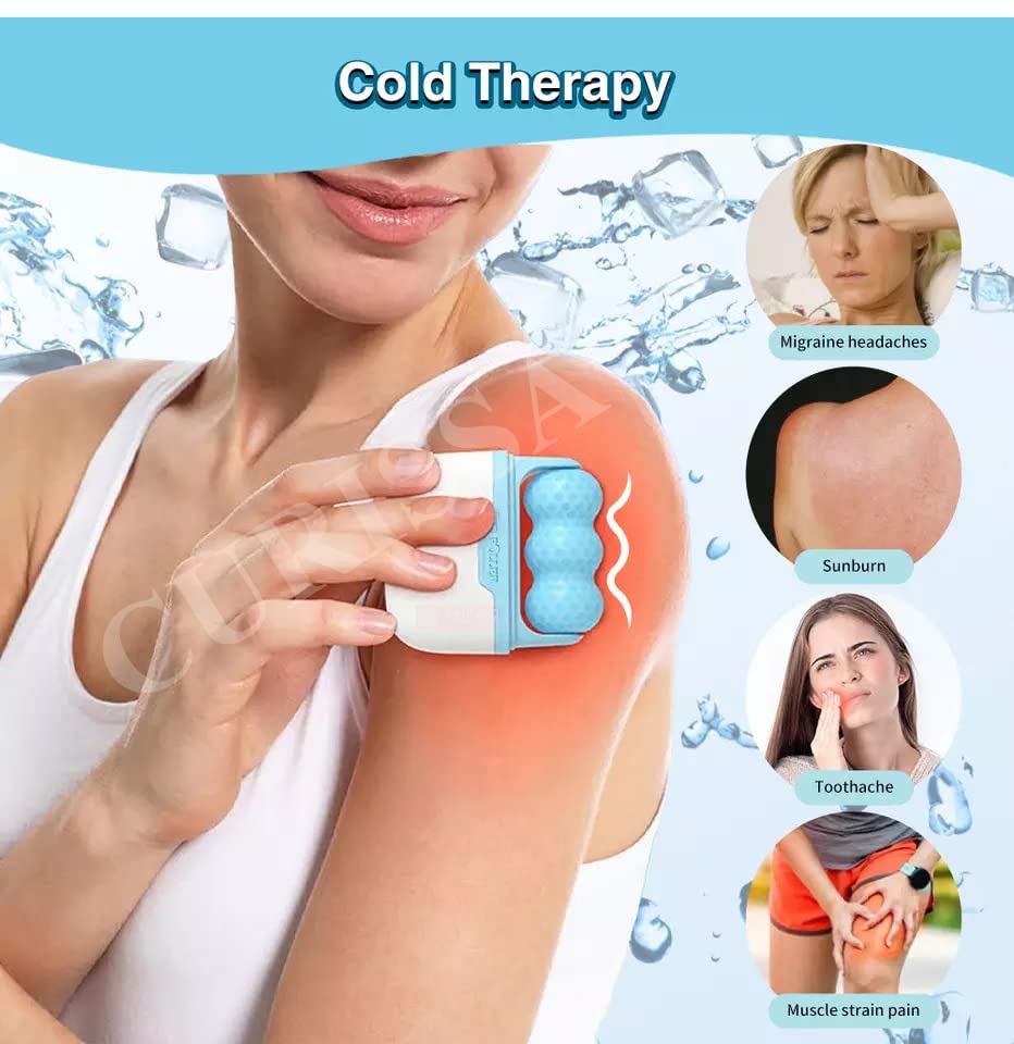 **CURISSA Ice Roller for Face & Eyes – Cooling Facial Massager for Puffiness Relief, Dark Circles & Skin Tightening – Reusable Ice Face Roller for Home Spa & Skincare (Blue)**    *Perfect for post-workout recovery, morning depuffing, or soothing sunburns – a must-have for glowing skin!*