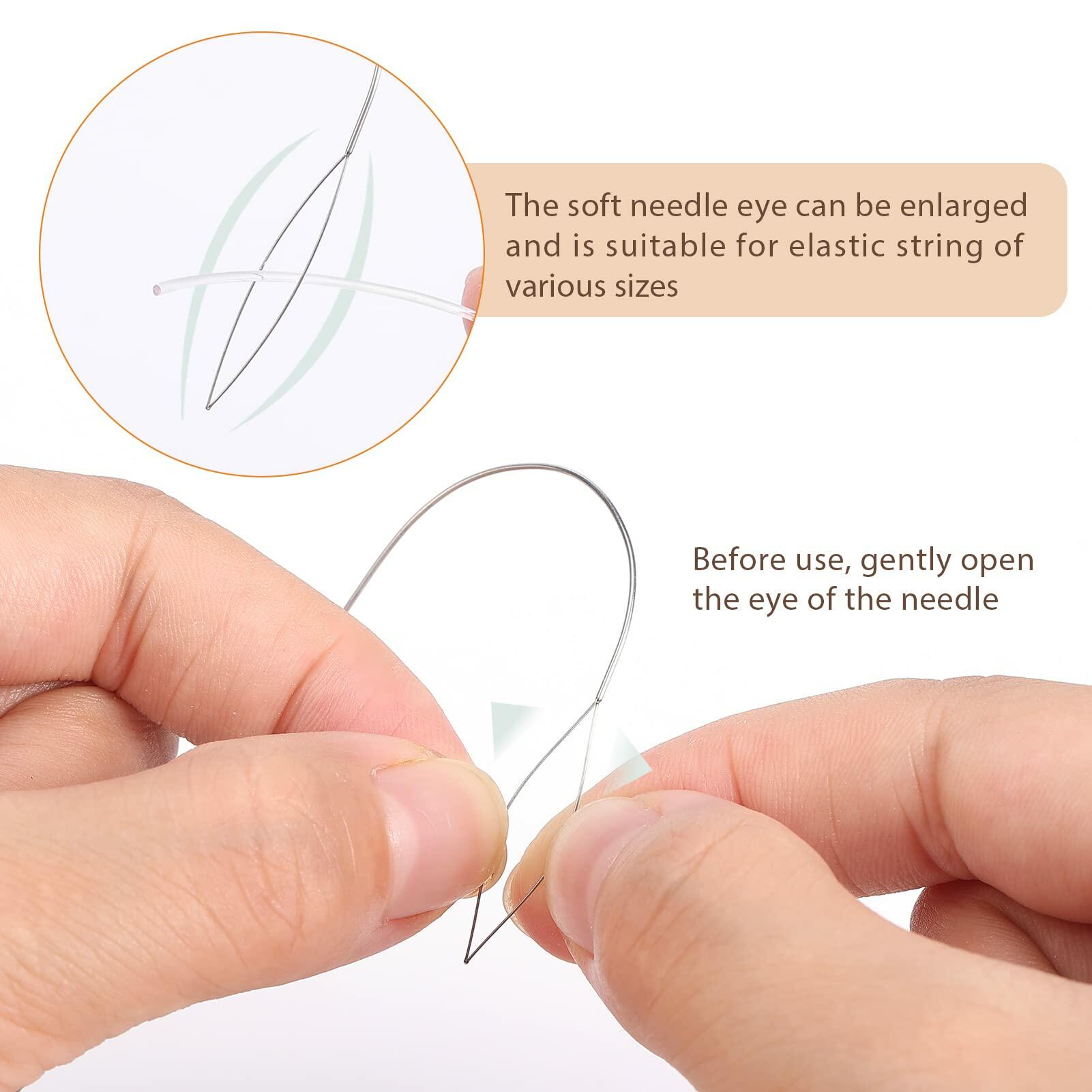 4 Pieces Large Eye Curved Beading Needles with Handle - 5.3 Inch Stainless Steel Jewelry Making Needles for Beading, Sewing & Crafting - Perfect for DIY Jewelry, Embroidery and Handicraft Projects
