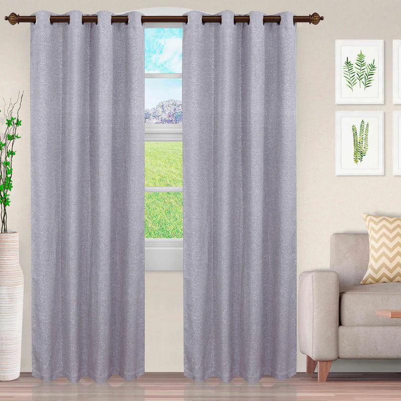 Elegant Metallic Cascade Jacquard Solid Textured Curtain Set for Living Room & Bedroom - Blackout Window Drapes with Luxury Weave Design