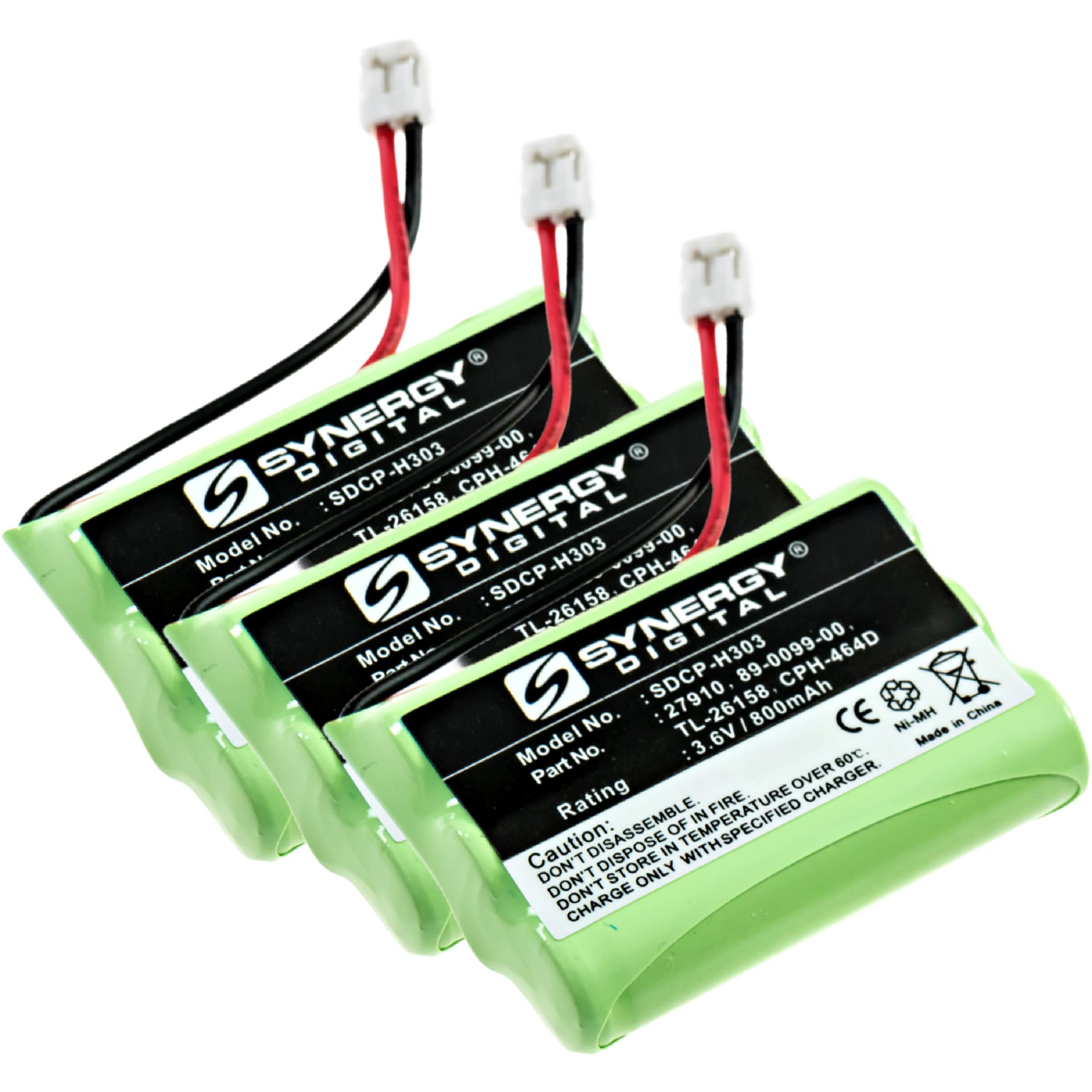 Synergy Digital Cordless Phone Replacement Batteries for RCA 27920GE - 3.6V 800mAh Ni-MH High Capacity Battery Pack (3-Pack) - Perfect for Home & Office Cordless Phones
