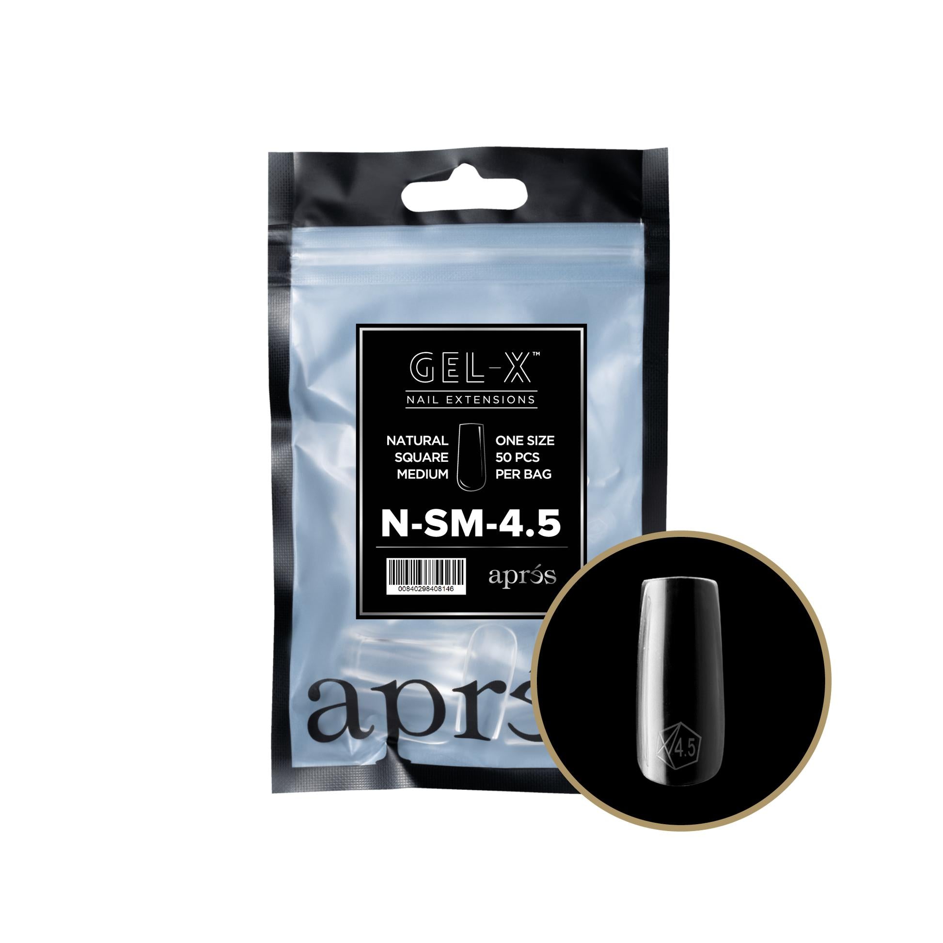 Apres Gel X 2.0 Refill Bags - Natural Square Medium Size 4.5 (50 Pcs) | Professional Nail Extension Kit for Salon & Home Manicure | Perfect for DIY Nail Art, Acrylic Nails & Gel Extensions
