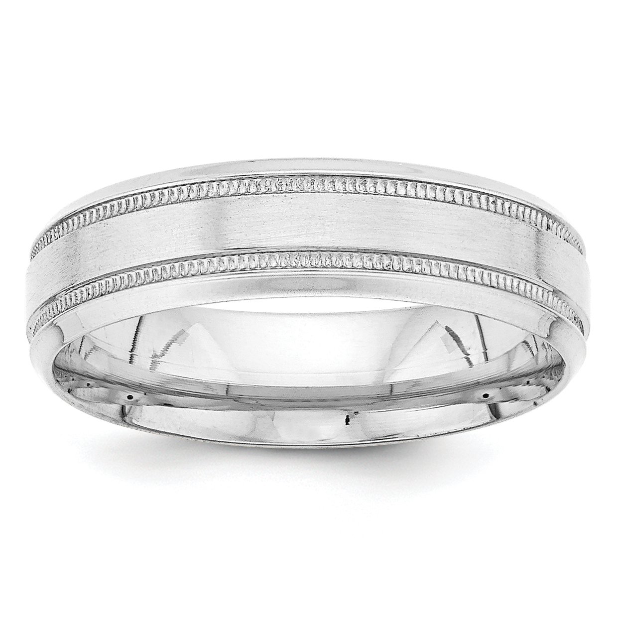 14k White Gold Milgrain Wedding Band - Comfort Fit for Brides