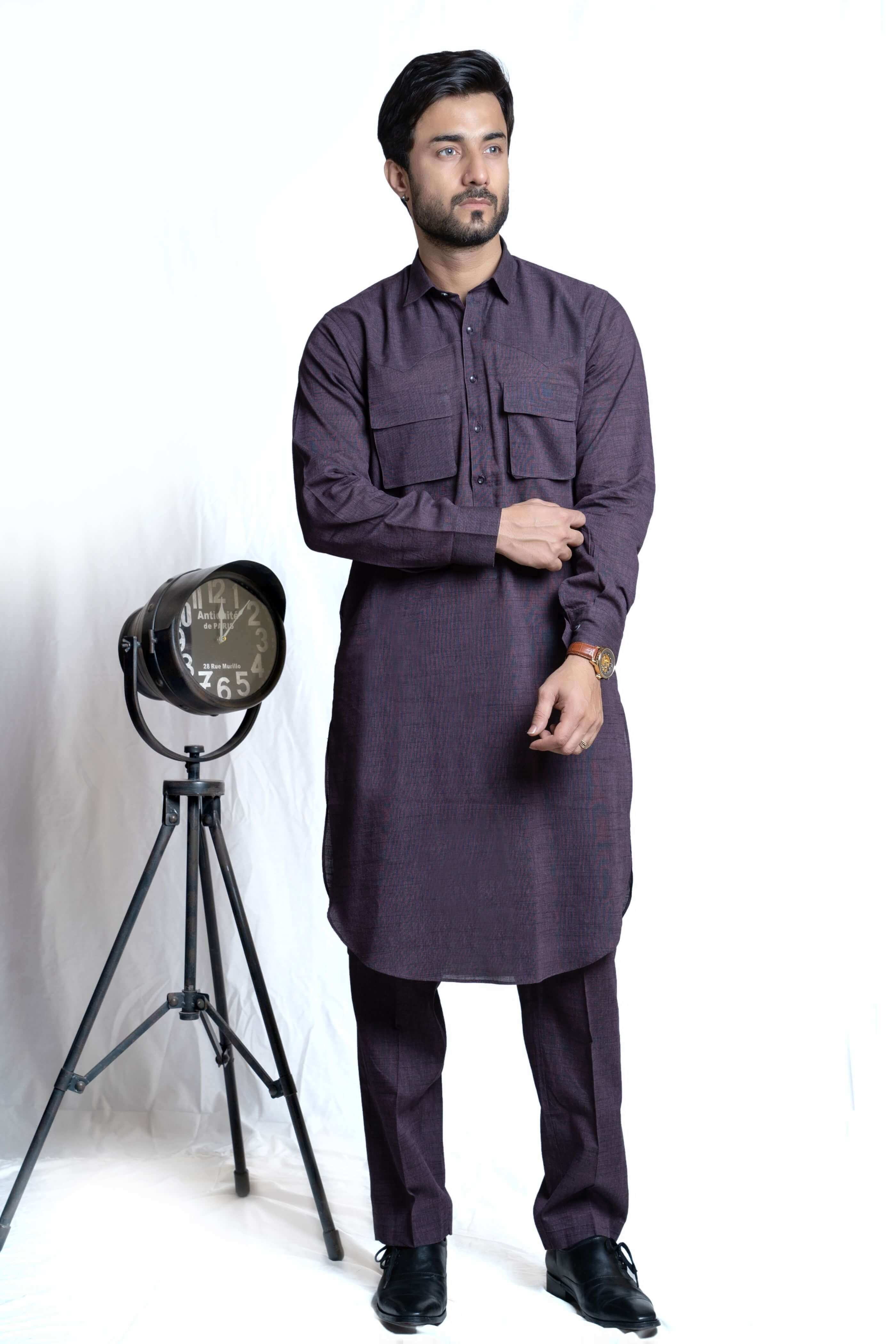 Stylish Deep Purple Cotton Kurta Pants Set for Women | Comfortable & Breathable Indian Ethnic Wear | Perfect for Festivals, Weddings & Casual Outings