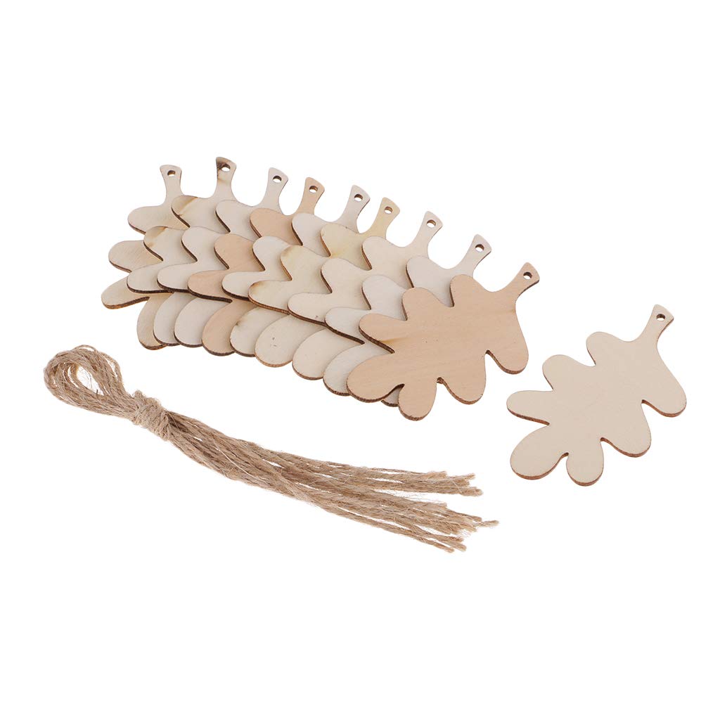 10 Pieces Unfinished Wood Leaf Shapes - DIY Craft Wooden Tags for Scrapbooking, Gift Wrapping & Home Decor (Pine Leaf 80x50x2mm) - Perfect for Fall Crafts, Wedding Favors & Seasonal Decorations