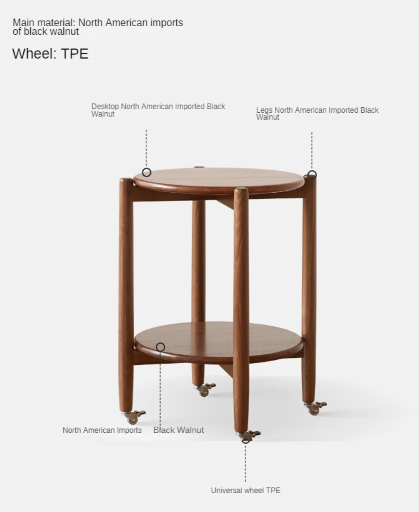 Black Walnut Solid Wood Round Side Table - Natural Wood End Table for Living Room, Bedroom, or Office - Perfect for Coffee, Books, and Decor