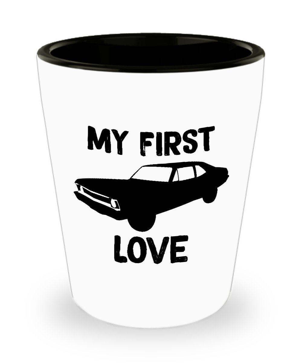 mmandiDESIGNS Nova SS 1970 Muscle Car Shot Glass - 1.5oz Ceramic Drink Jigger & Pill Holder - Vintage Car Lover Gift for Men, Bar Accessories, Whiskey Tasting & Medication Storage