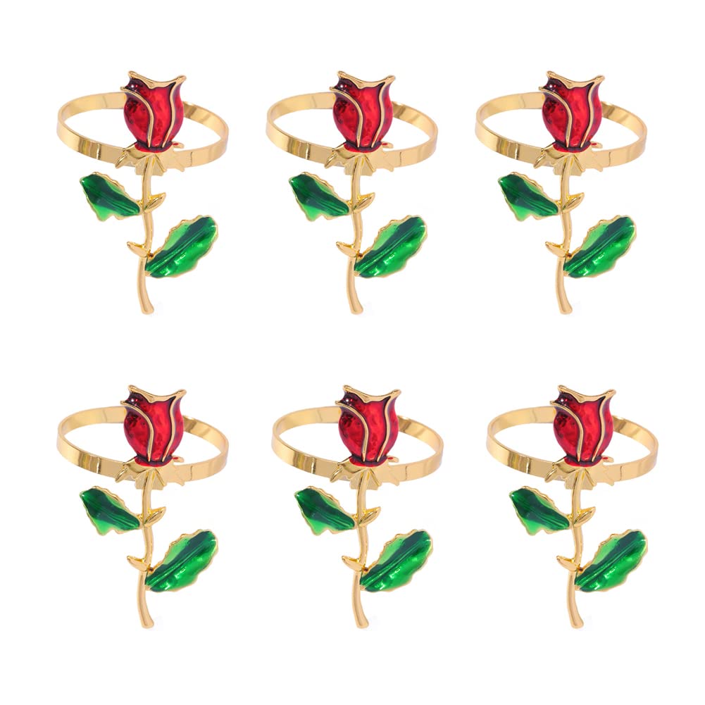 6-Pack Rose Gold Plated Napkin Rings - Elegant Metal Napkin Holders for Wedding, Party, Home, Restaurant & Hotel Decor - Perfect for Formal Dining & Special Occasions