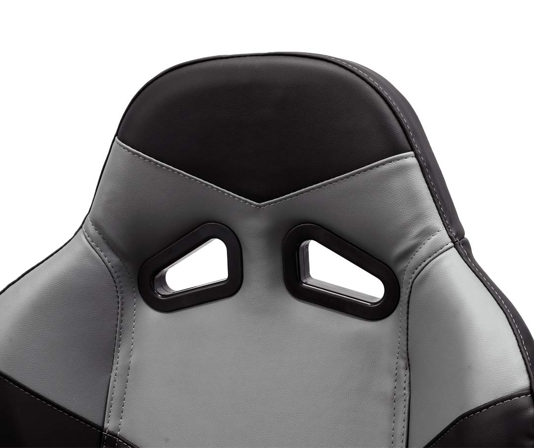 ModifyStreet Universal Black/Grey PVC Leather Racing Bucket Seats - 1 Pair for Sports Cars, Drifting & Performance Vehicles - High-Quality Replacement Seats for Enhanced Comfort & Style