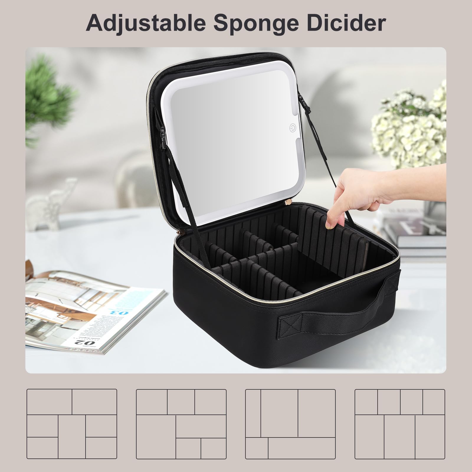 Portable Travel Makeup Bag with LED Mirror - Waterproof Cosmetic Organizer Case for Women & Girls, Perfect Gift for Mom, Birthday, Bridal Shower | Home, Travel & Salon Use