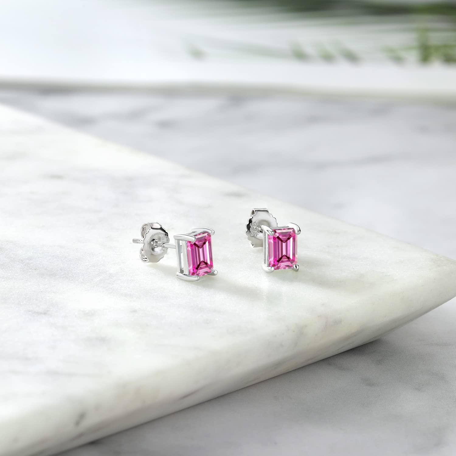 7X5MM Emerald Cut Gemstone Stud Earrings for Women & Men - 925 Sterling Silver Birthstone Jewelry | Perfect Gift for Mom, Wife, Her | Elegant Fine Jewelry for Everyday Wear & Special Occasions