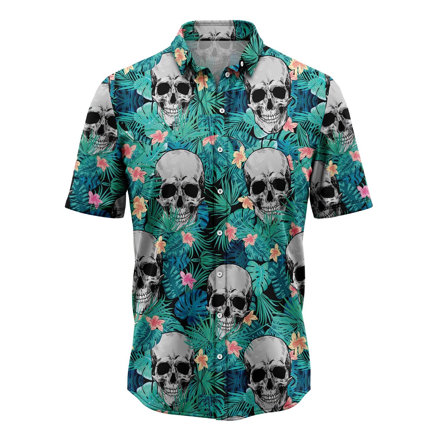 Stylish Skull Hawaiian Shirts for Men - Breathable Button Down Aloha Shirts with Unique Skull Print - Perfect Gift for Skull Lovers - Ideal for Beach Parties, Summer Vacations & Casual Outings