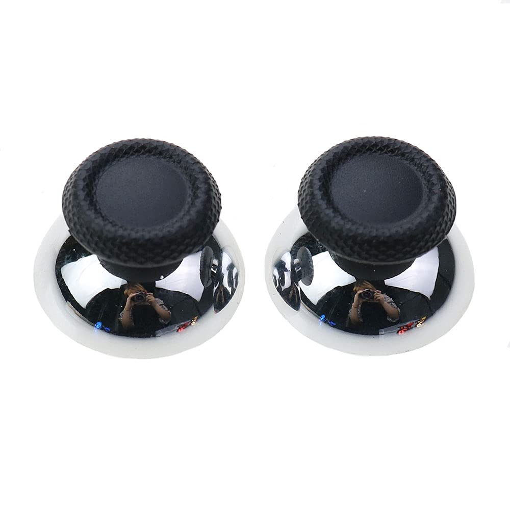 2PCS Analog Thumbstick Cover Case for PS5 Controller - Chrome Silver Joystick Caps | Thumb Grip Stick Protectors | Compatible with DualSense 5 Module | Enhance Gaming Comfort & Precision for Long Play Sessions