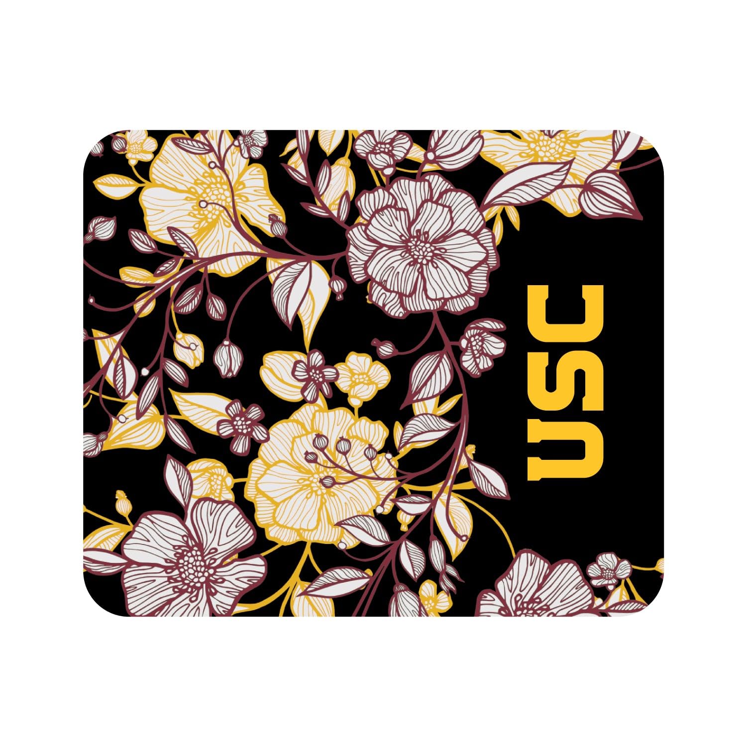 USC Trojans Mouse Pad - Soft Fabric Gaming & Office Desk Mat with Non-Slip Base - Perfect for USC Students, Alumni & Fans (Floral Lace Design) - Ideal for Computer Work, Gaming & Dorm Decor