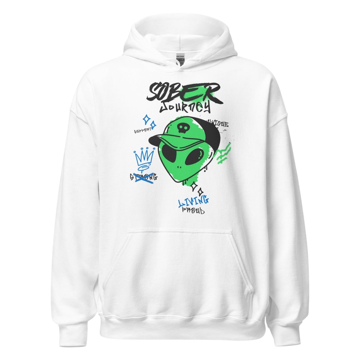 Alien Sober Journey Unisex Hoodie - Intergalactic Recovery Series | Space-Themed Comfort Wear for Addiction Recovery & Casual Streetwear