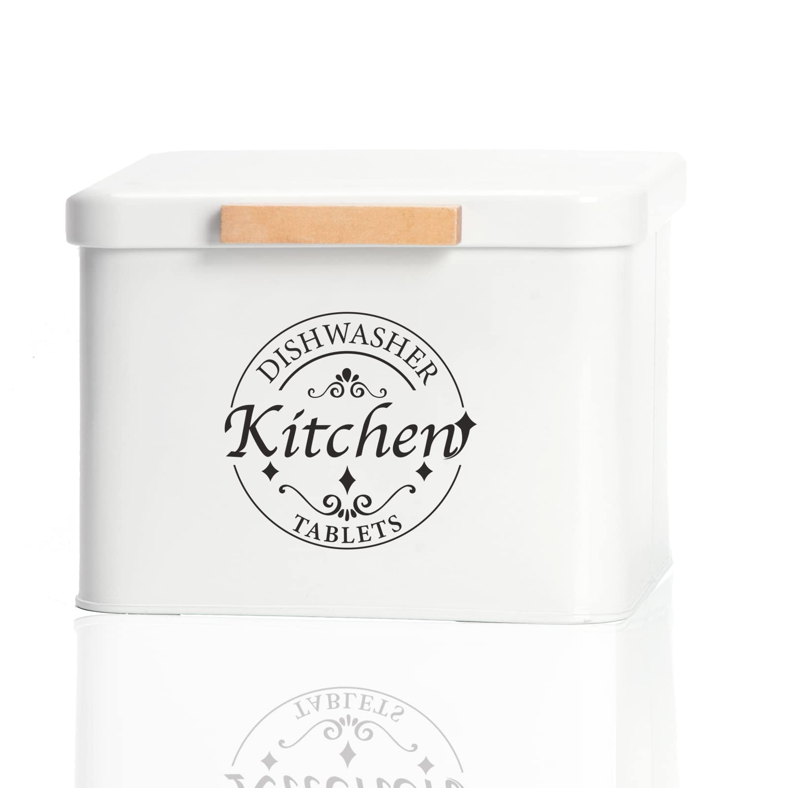Farmhouse Style Metal Dishwasher Pod Holder with Hinged Lid - Cream Colored Detergent Tablet Storage Container for Kitchen Cabinet Organization | Modern Kitchen Decor & Accessories | Perfect for Organizing Dishwasher Pods Near Sink or Under Cabinet
