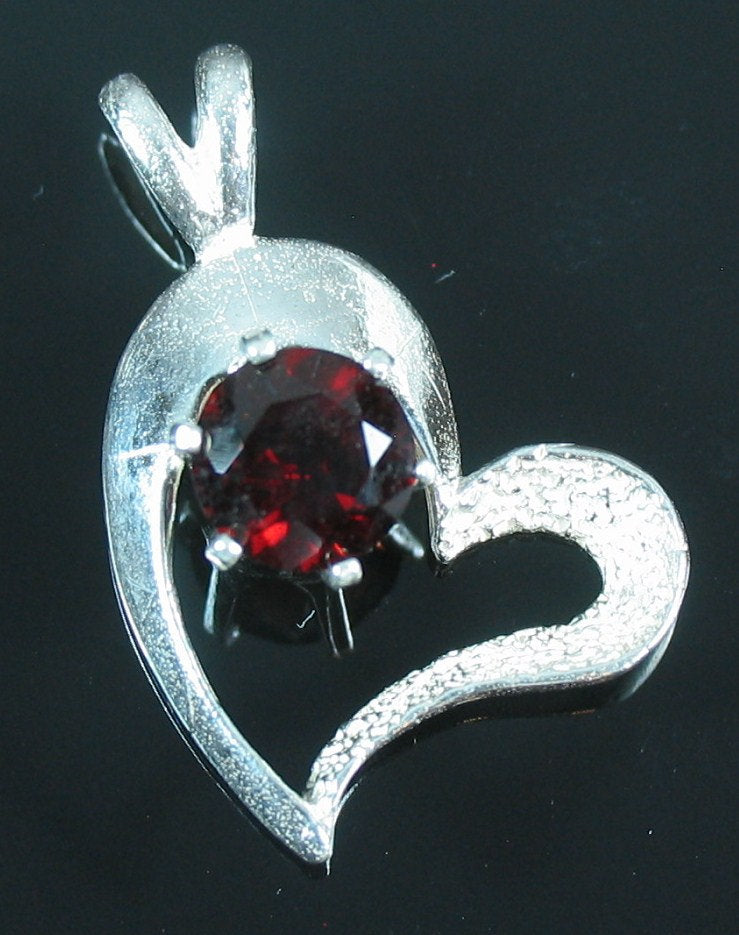 Solid Sterling Silver or 14kt Gold Natural Gemstone Pendant - 4-6mm Round Semi Textured Heart Dangle with VVS Solitaire (Amethyst, Garnet, Topaz, Peridot) | Perfect for Valentine's Gifts, Anniversary Jewelry & Everyday Elegant Wear