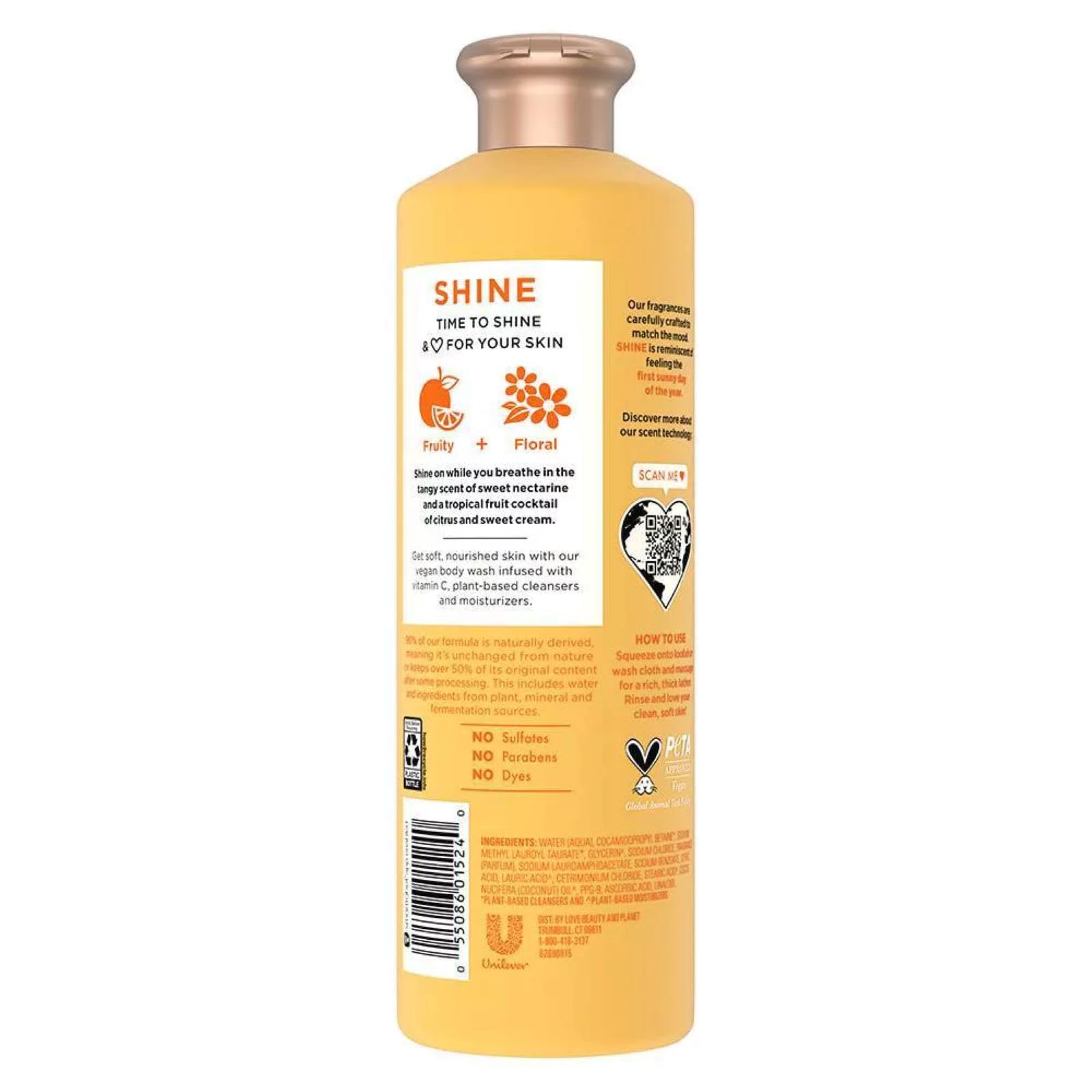Beloved Vegan Body Wash - 18oz Sweet Nectarine & Vitamin C - Hydrating & Softening Skin Cleanser with Luxurious Lather | Perfect for Sensitive Skin & Eco-Friendly Bath Routines