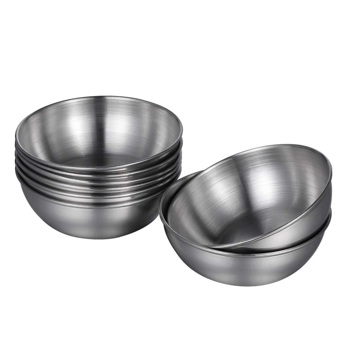 DOITOOL 8PCS Stainless Steel Sushi Dipping Bowls - 3.1 Inch Mini Appetizer Plates for Soy Sauce, Wasabi & Seasonings - Perfect for Sushi Restaurants, Home Dining & Japanese Cuisine